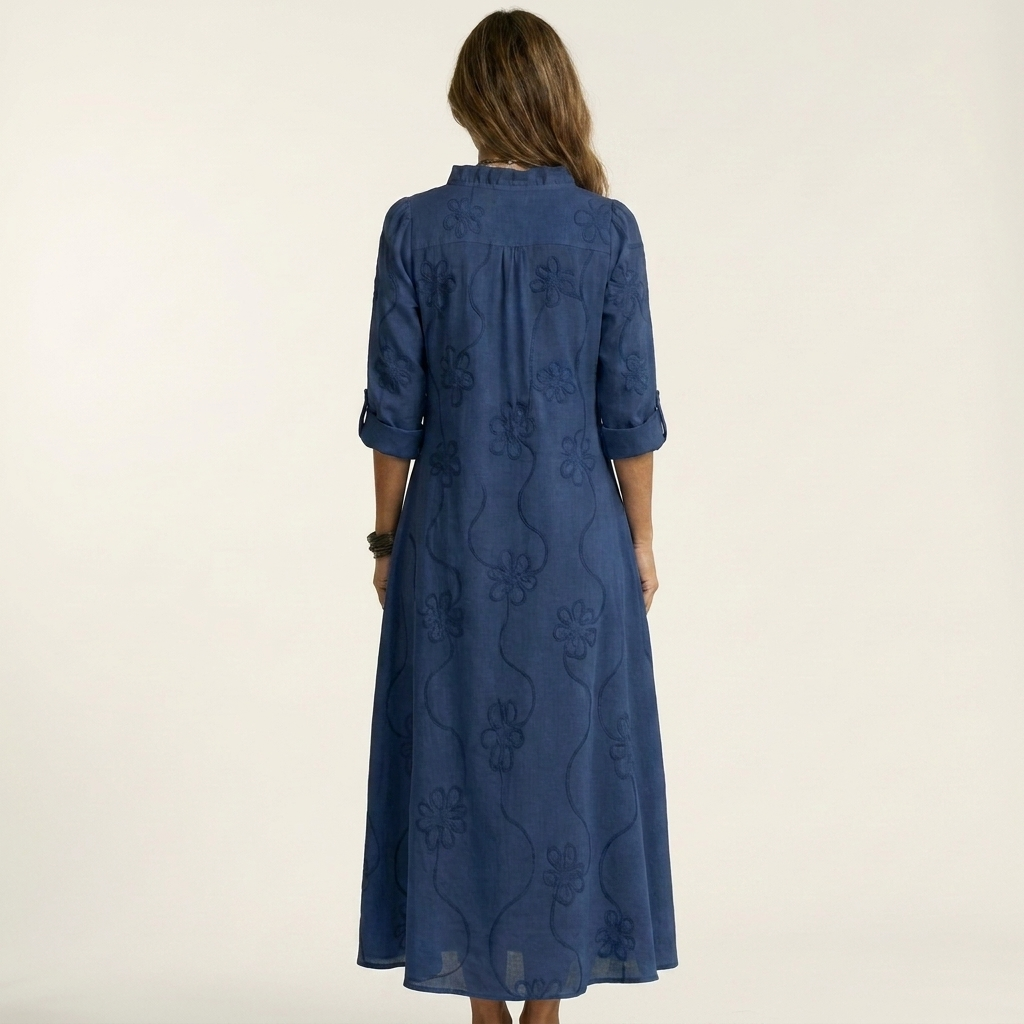 Mariam | Embroidered Linen Maxi Dress