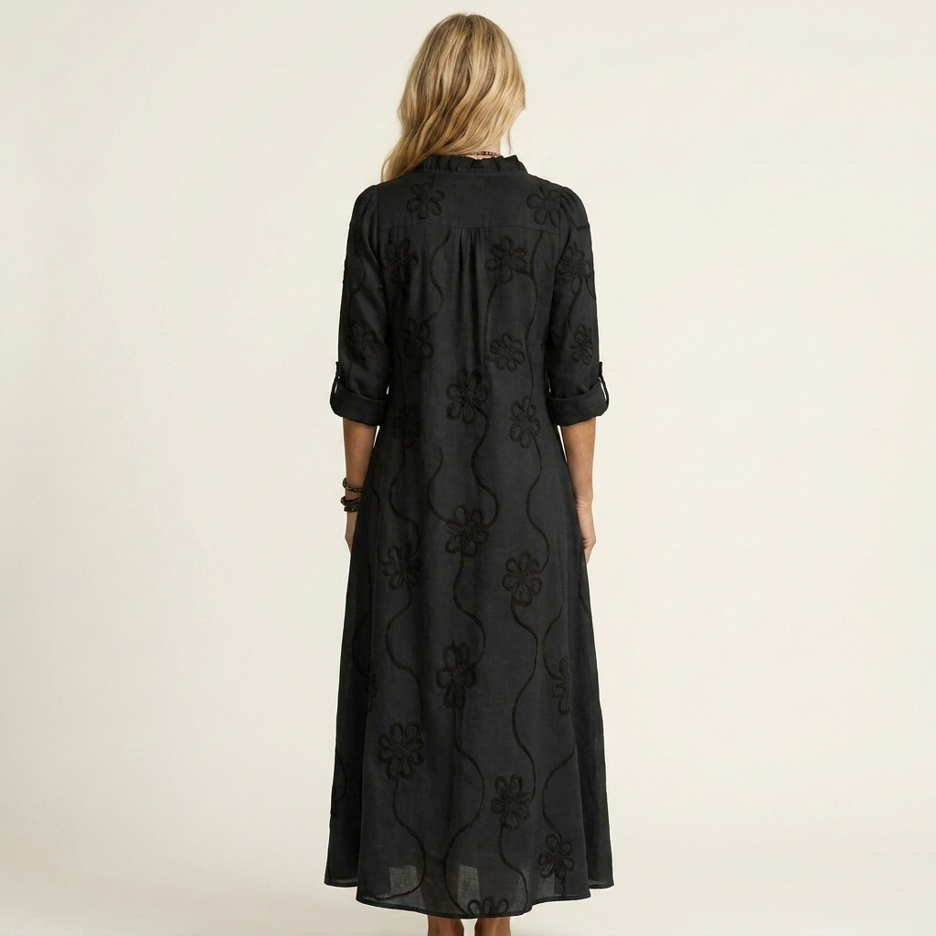 Mariam | Embroidered Linen Maxi Dress