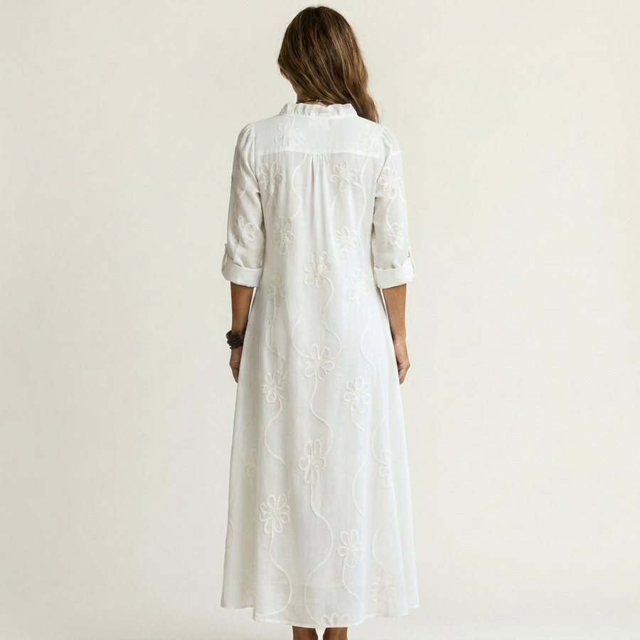 Mariam | Embroidered Linen Maxi Dress
