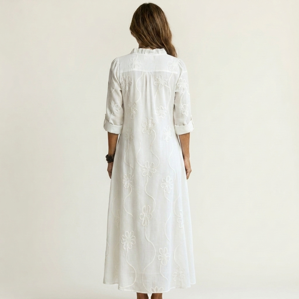 Mariam | Embroidered Linen Maxi Dress