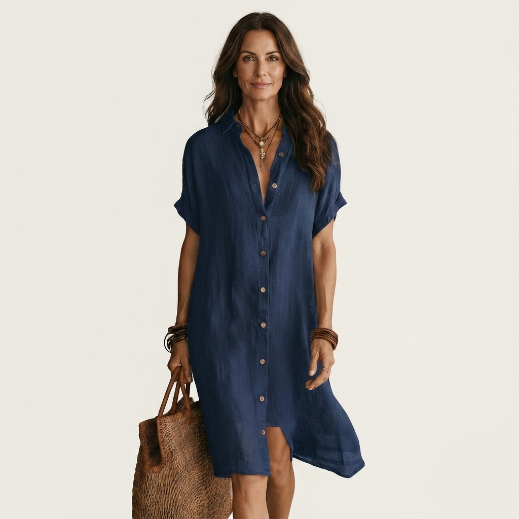 Nidalie | Cotton-Linen Shirt Dress