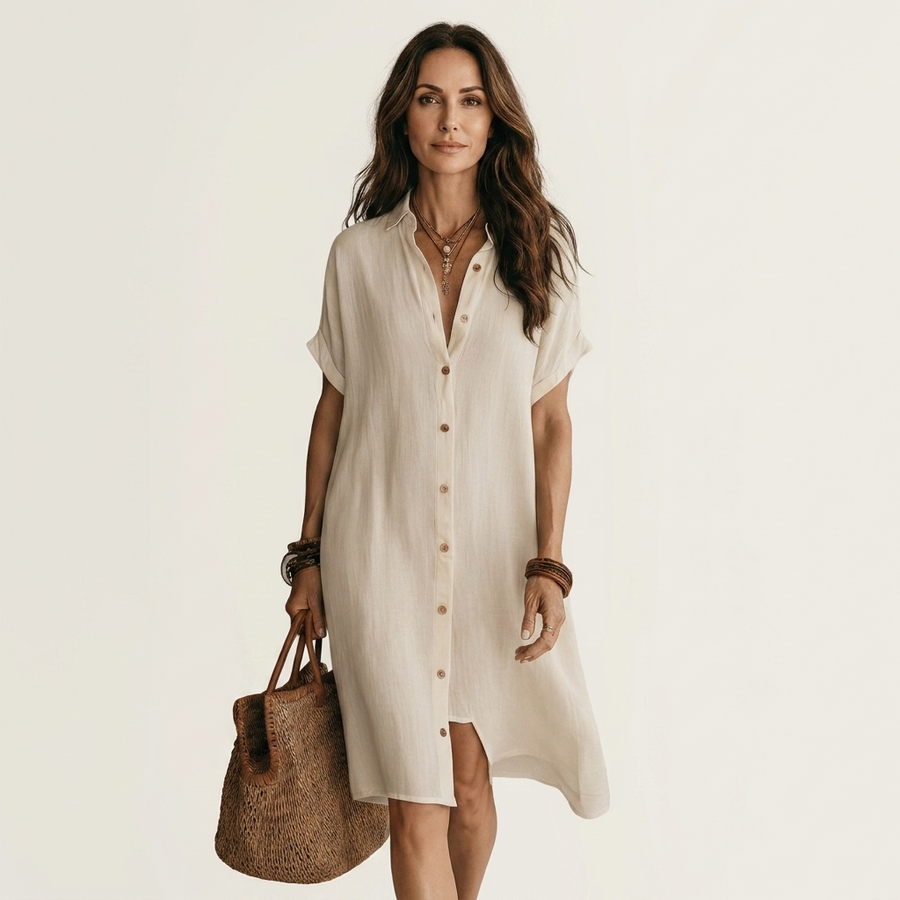 Nidalie | Cotton-Linen Shirt Dress