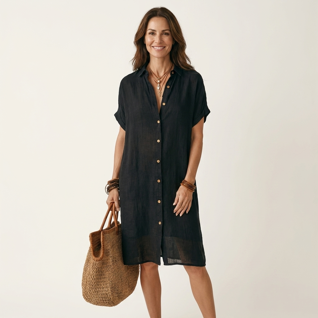 Nidalie | Cotton-Linen Shirt Dress