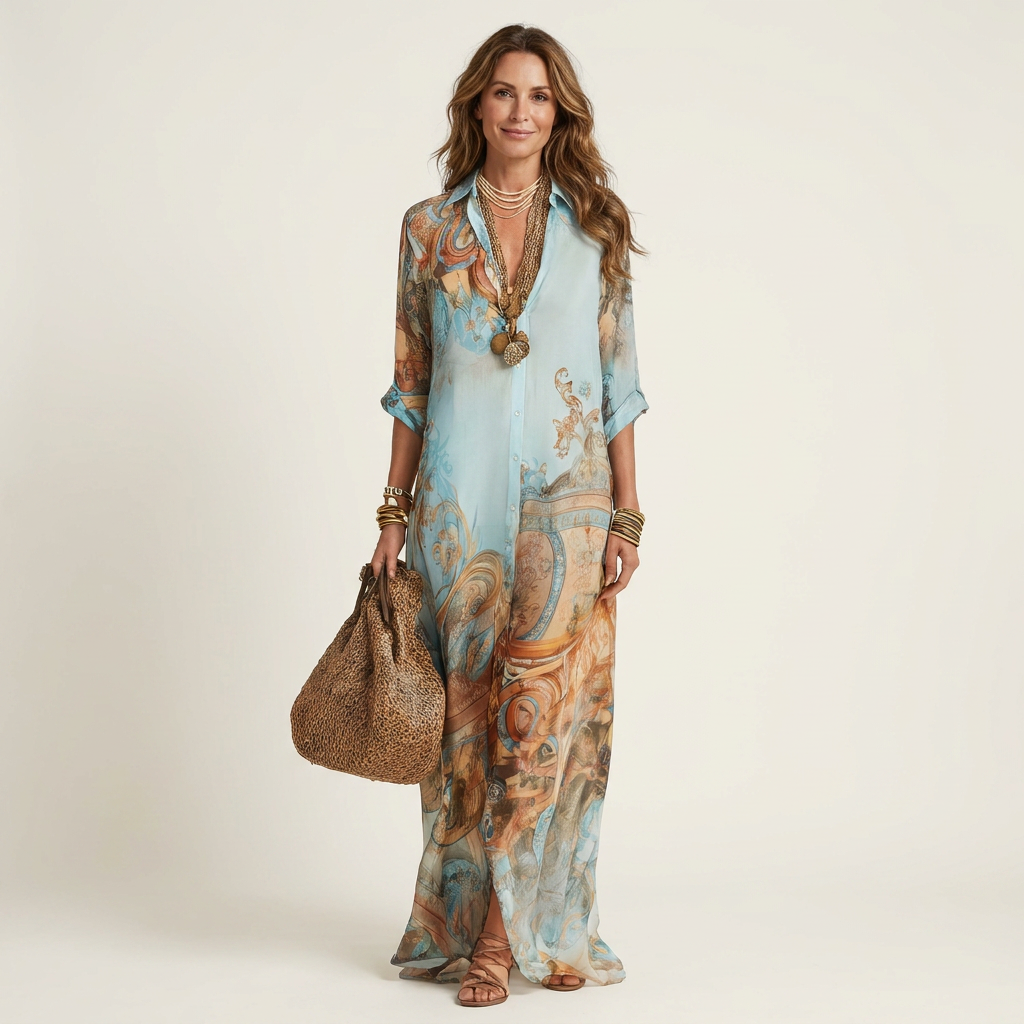 Lanie | Baroque Silk Maxi Dress