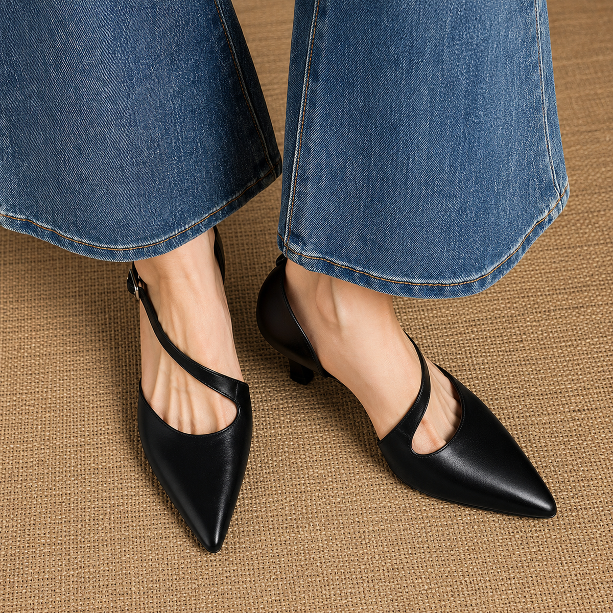 Avena - Genuine Leather Crossover Strap Heels