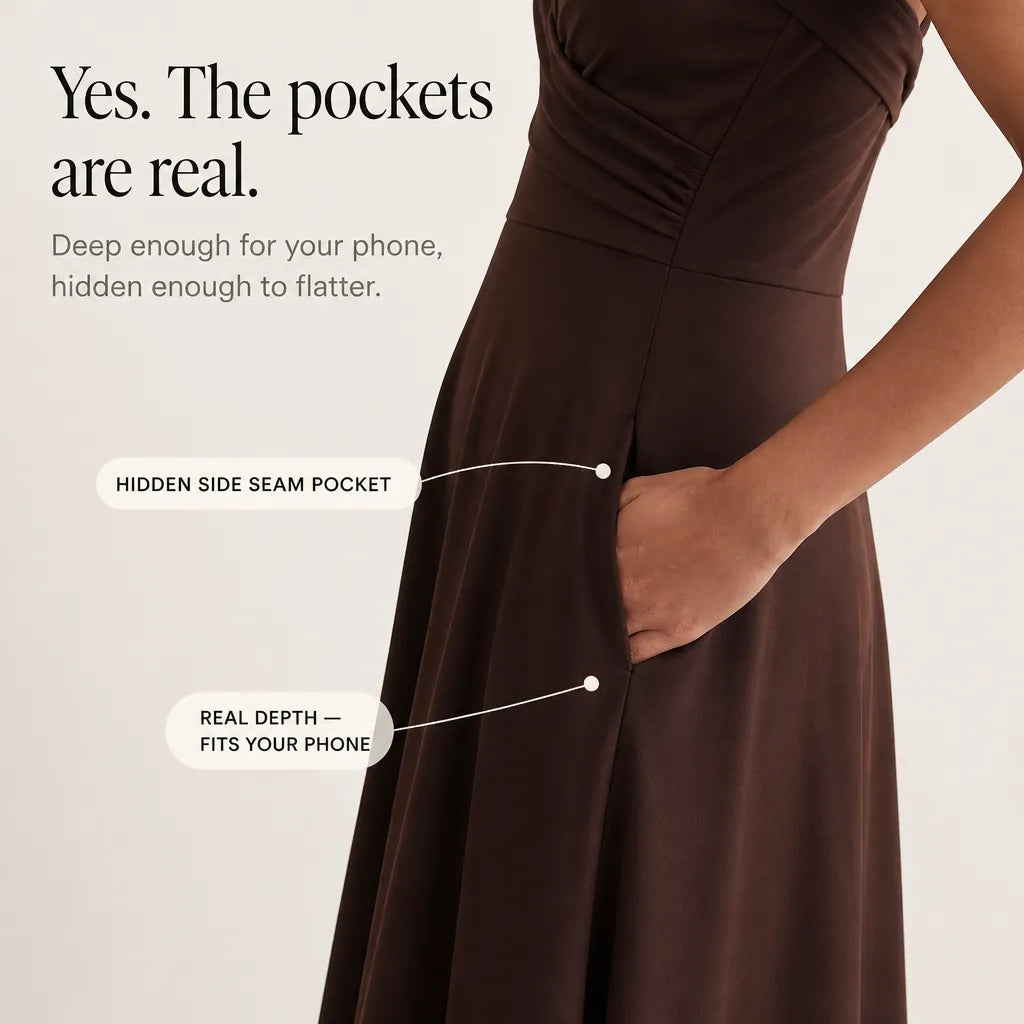 Vellora | Ruched Sweetheart Midi Dress
