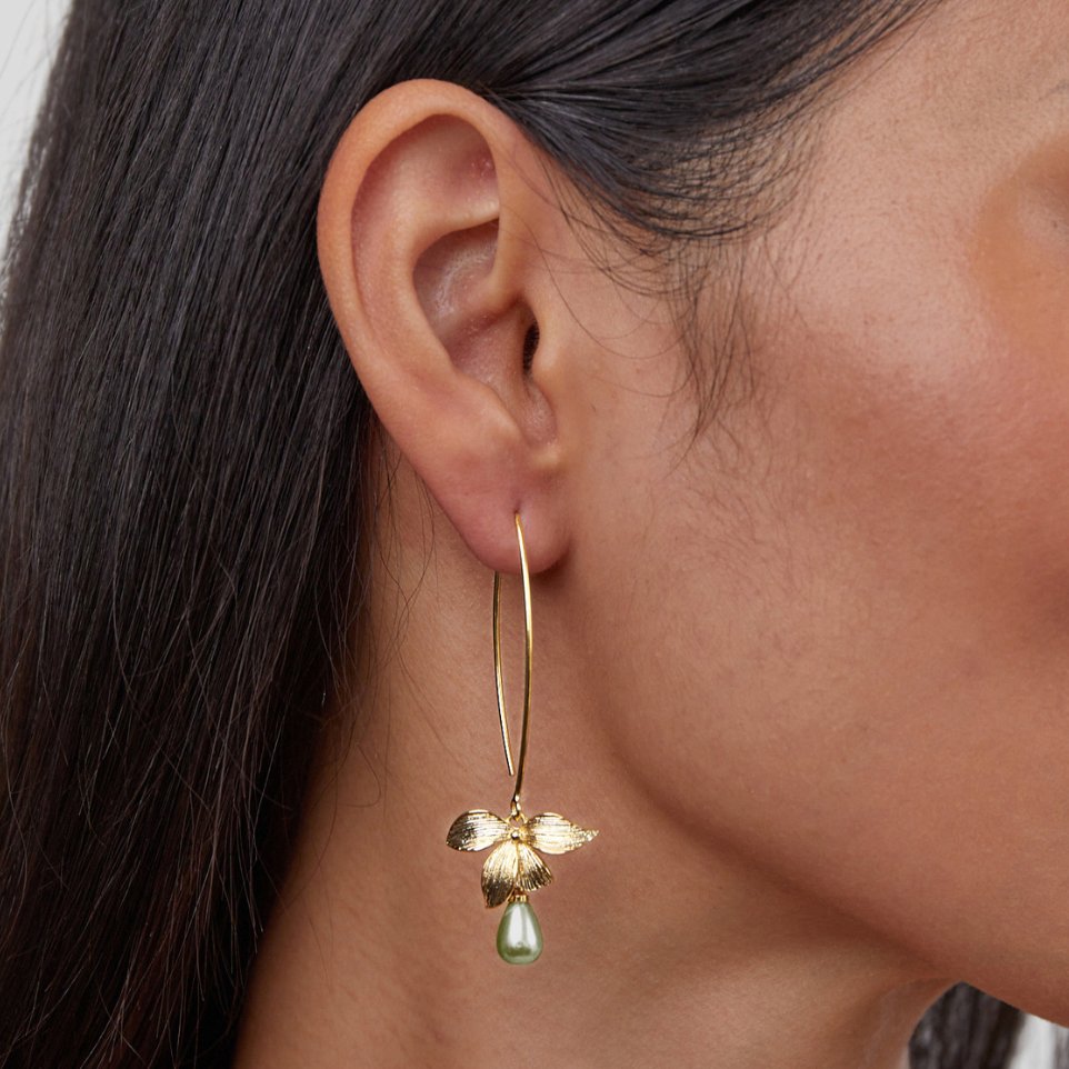 Jadeite Pearl Pendant Earrings