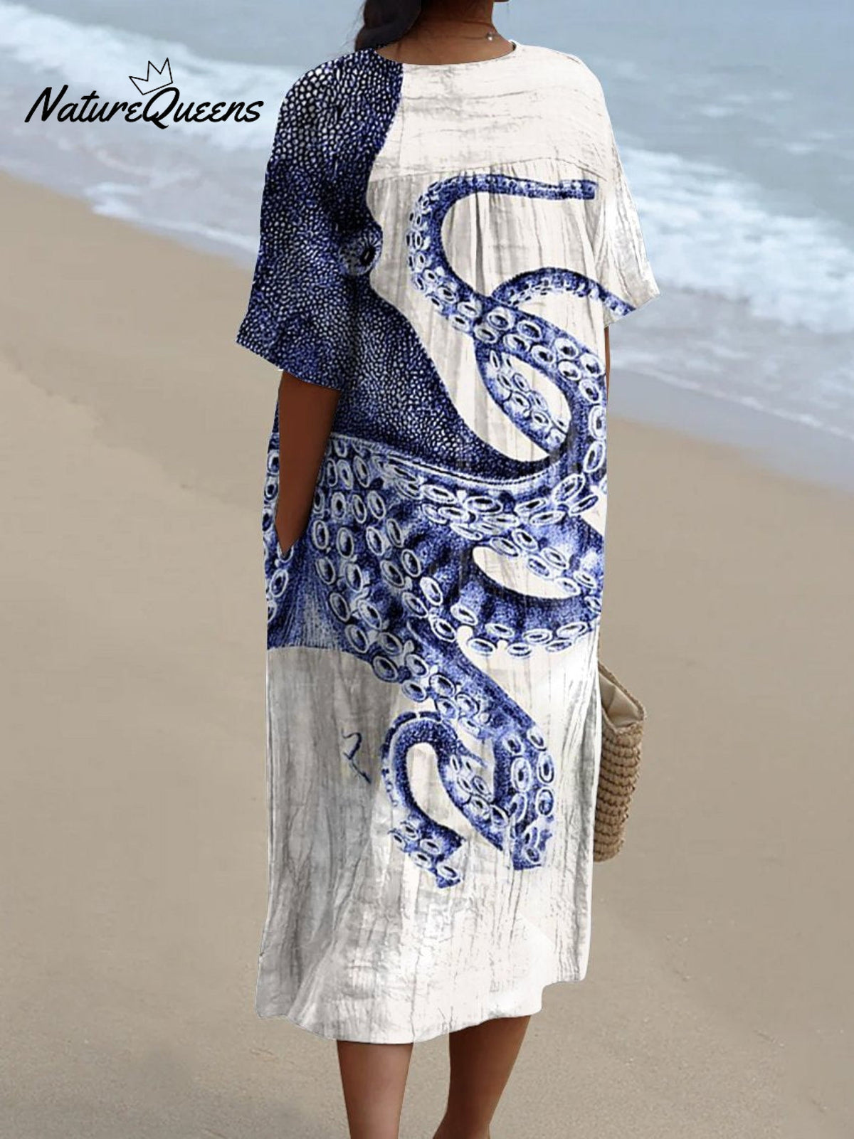 Tesseline | Ocean Print Cotton Midi Dress
