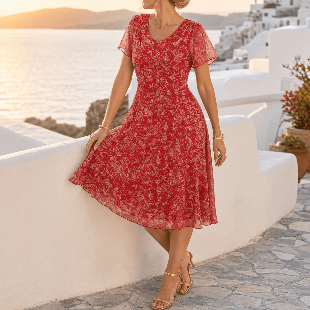 Kynara | Flutter-Sleeve Fit-and-Flare Dress