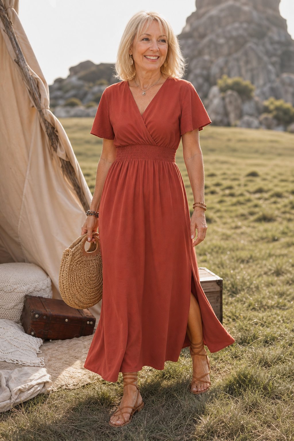 Lunetta | Button-Front Maxi Dress