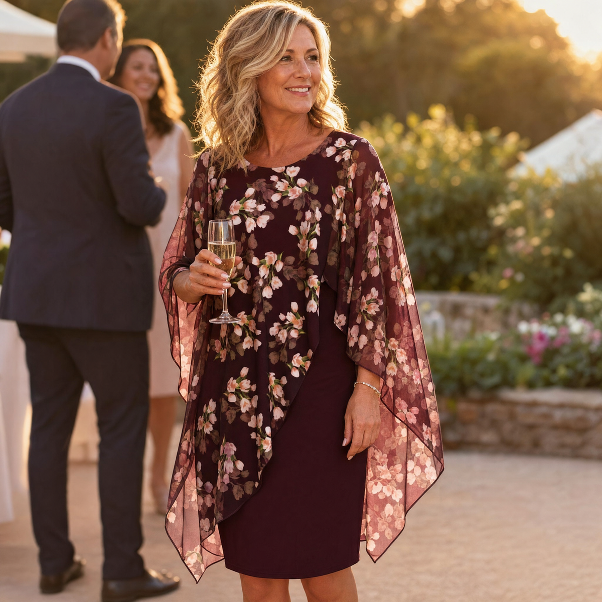Florevia | Floral Cape Sheath Dress