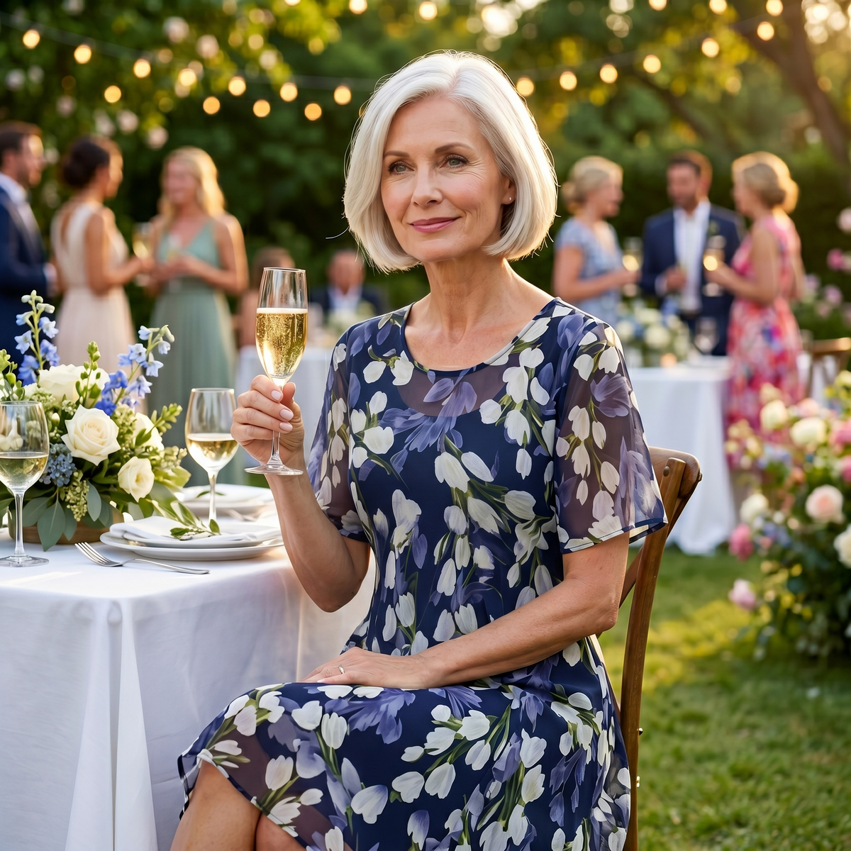 Florenza | Navy Floral Midi Dress