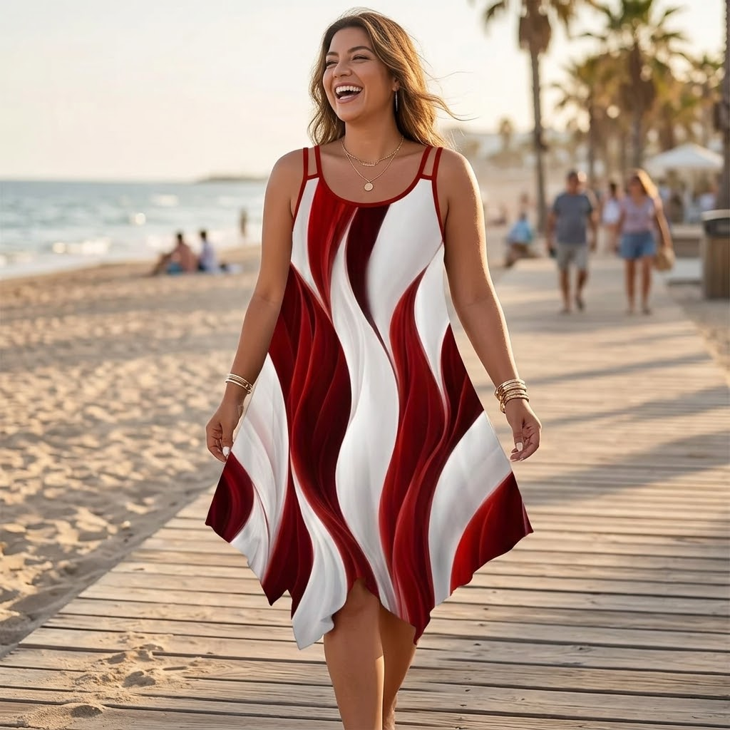 Solenza | Asymmetric Swirl Midi Dress