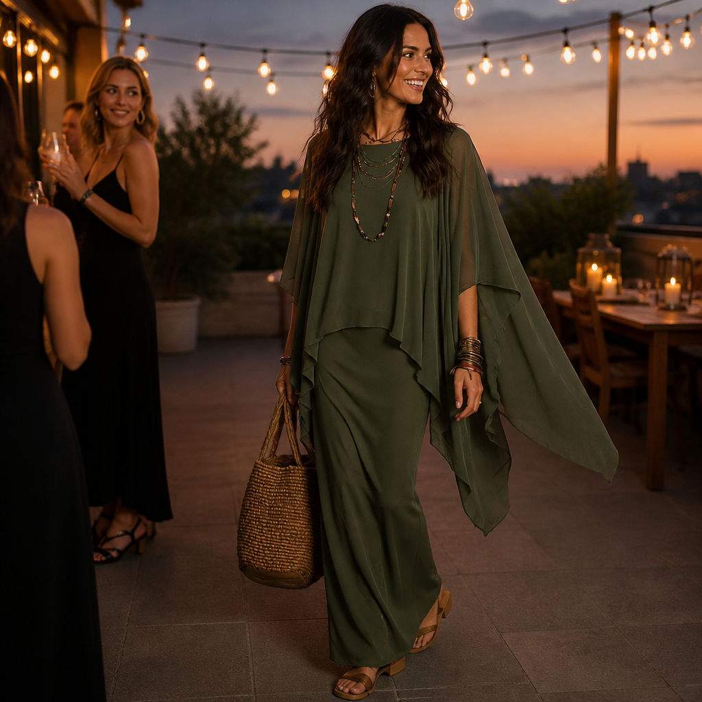 Adeline | Cape Sleeve Maxi Dress
