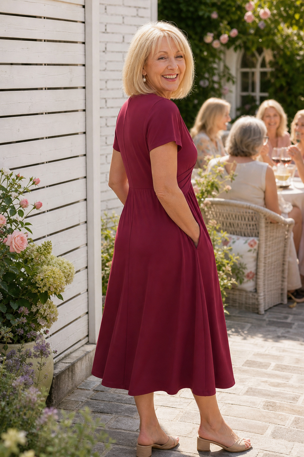 Adeline | Crossover Pleated Midi Dress