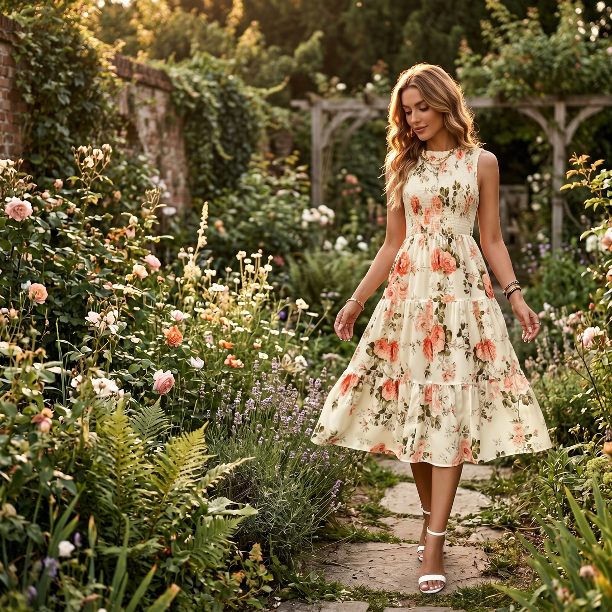 Florenza | Smocked Floral Midi Dress