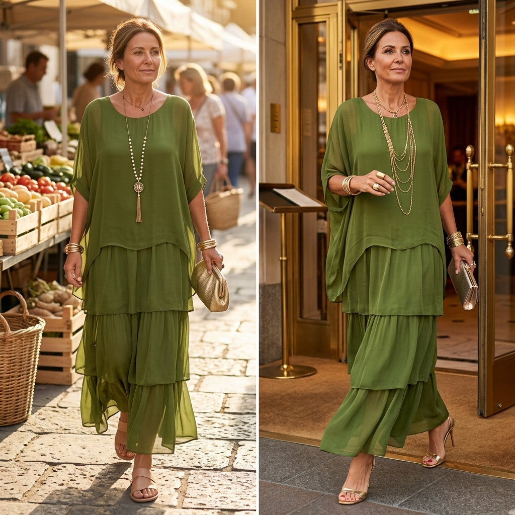 Velara | Tiered Chiffon Maxi Dress