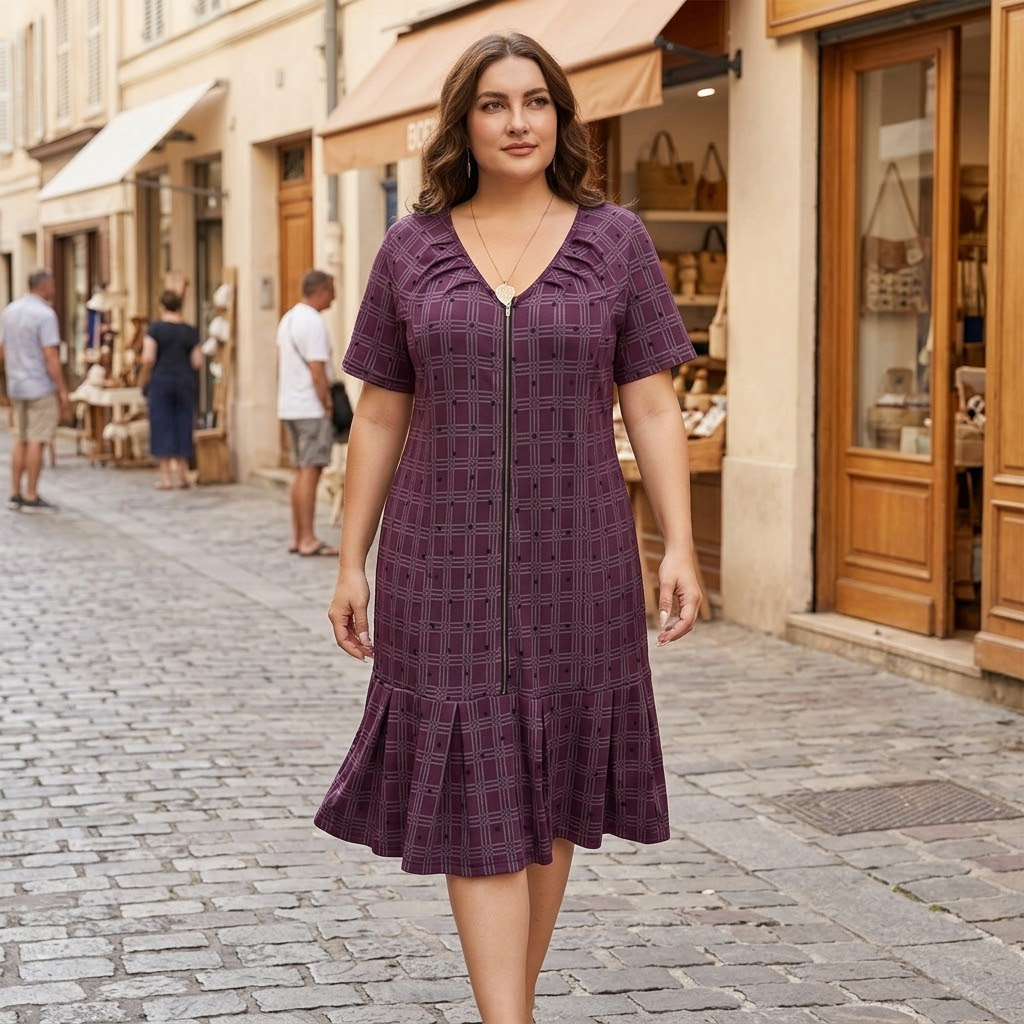 Julie | Zip-Front Midi Dress