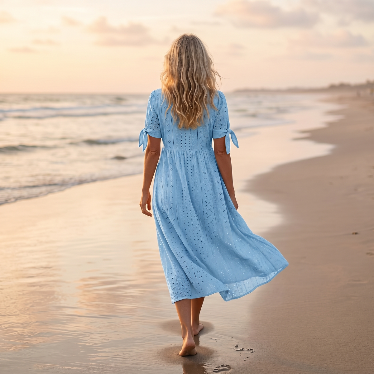 Florenza | Eyelet Tie-Sleeve Midi Dress