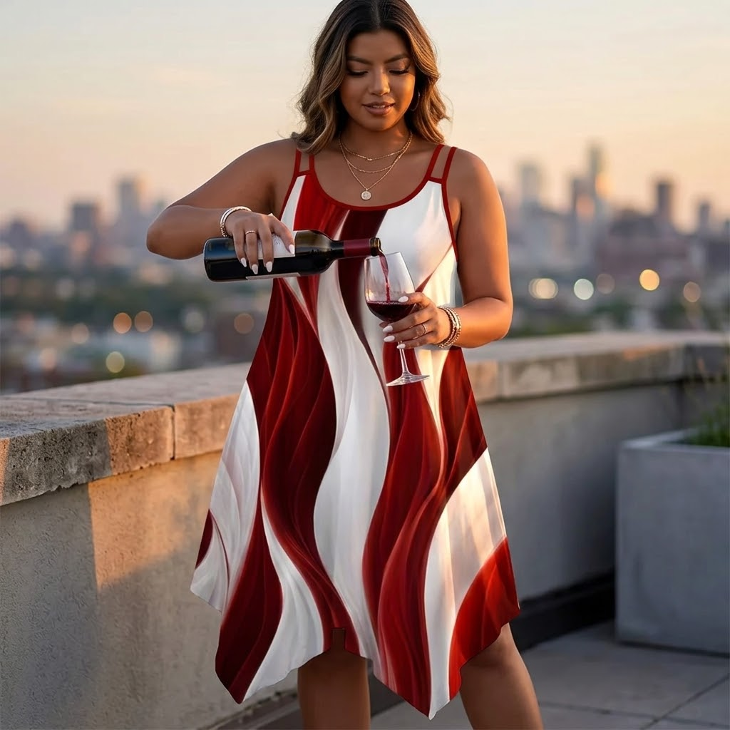 Solenza | Asymmetric Swirl Midi Dress
