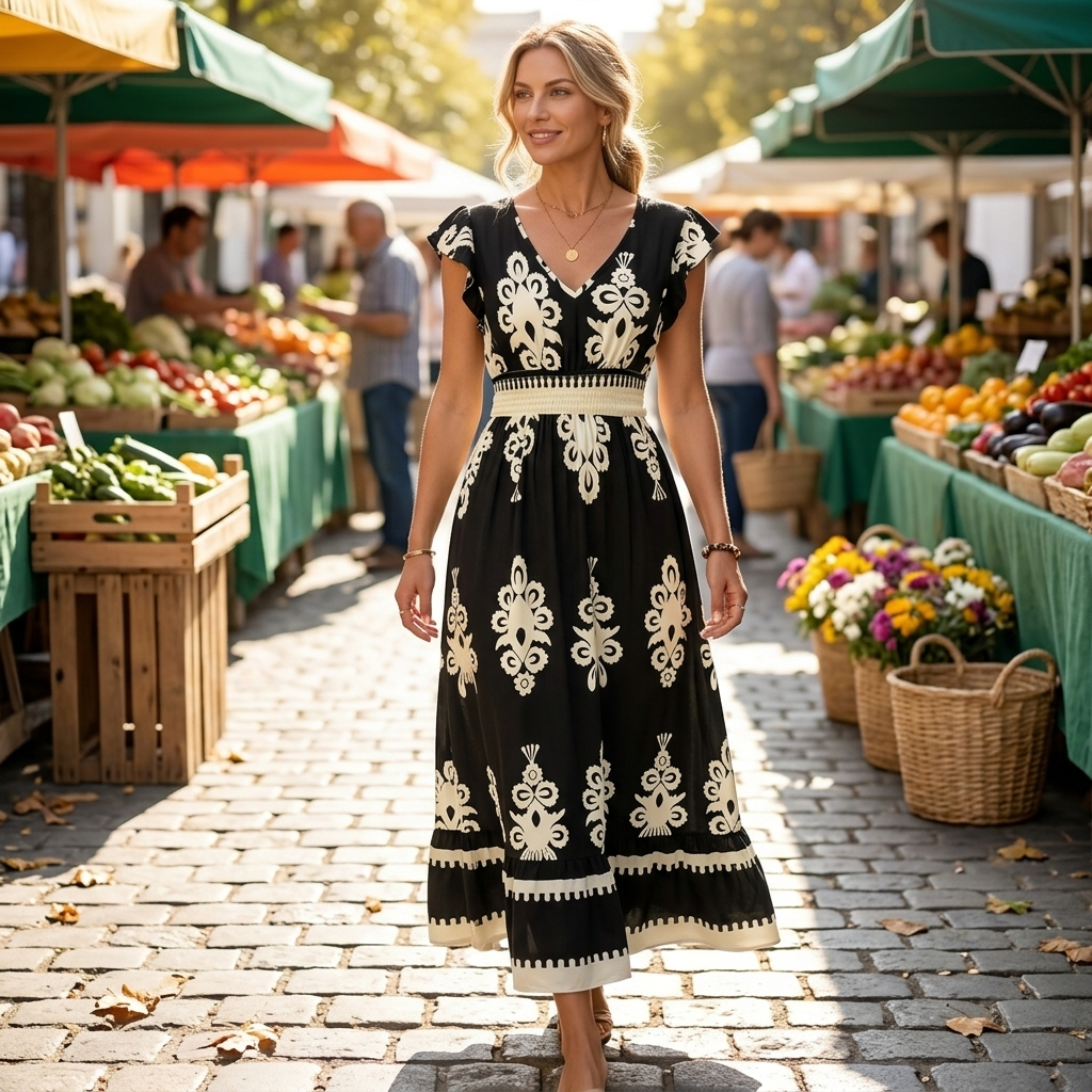 Vivara | Baroque Print Maxi Dress