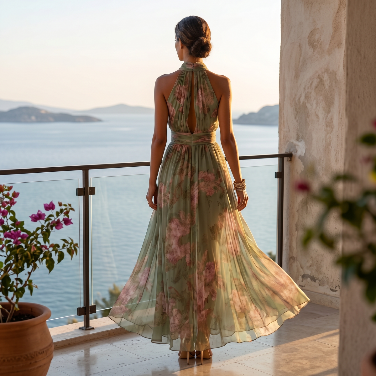 Rosalie | Halter Floral Maxi Dress
