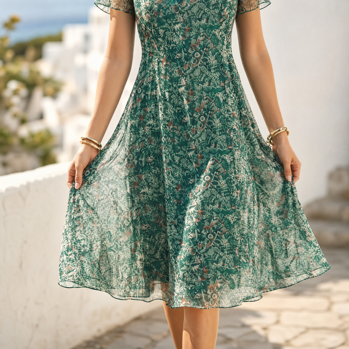 Kynara | Flutter-Sleeve Fit-and-Flare Dress