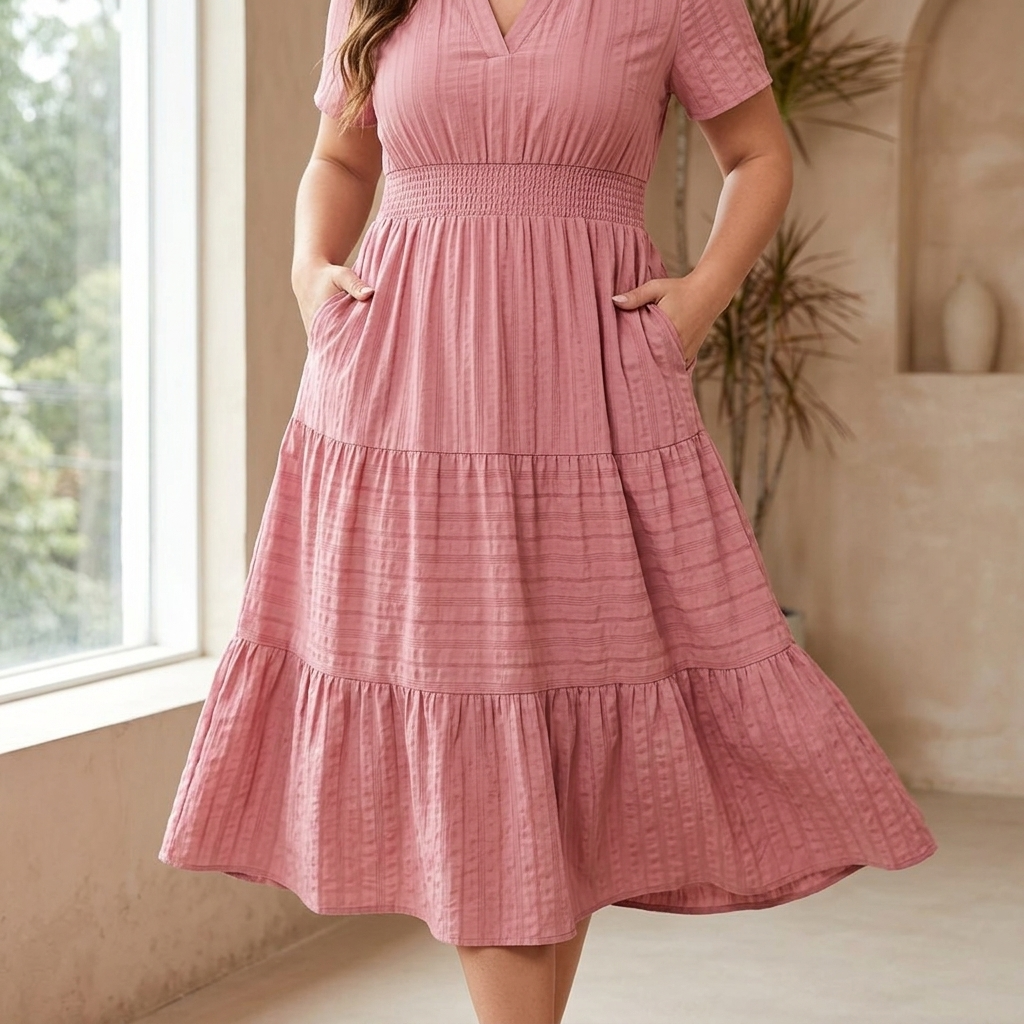 Vivara | Tiered V-Neck Maxi Dress