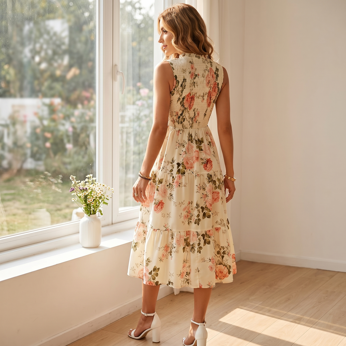Florenza | Smocked Floral Midi Dress