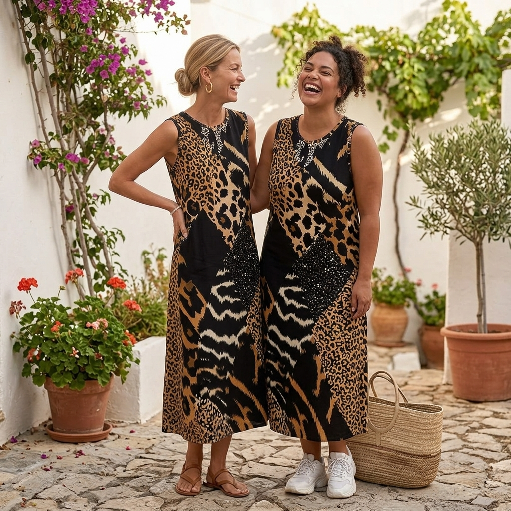 Vivara | Leopard Patchwork Midi Dress