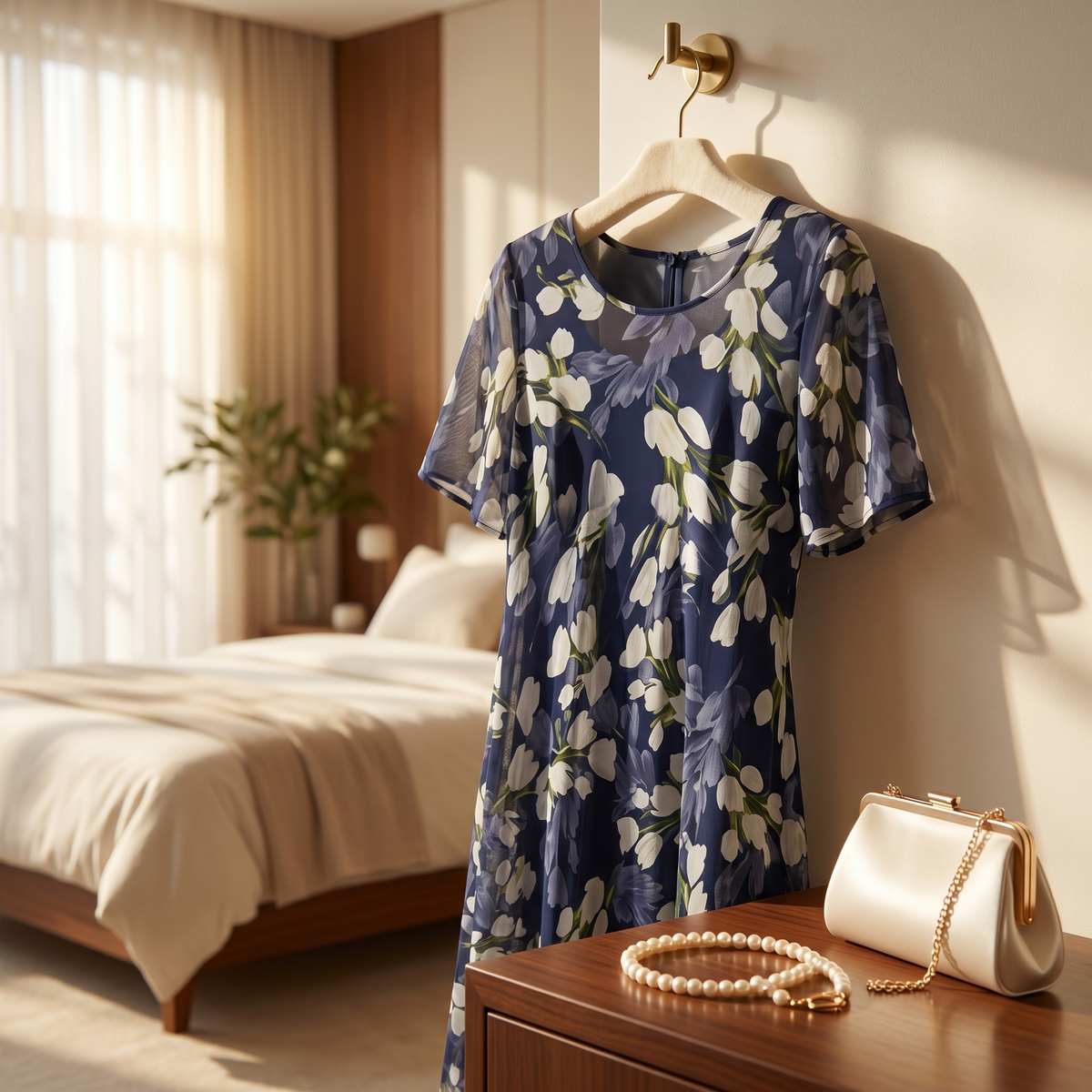 Florenza | Navy Floral Midi Dress