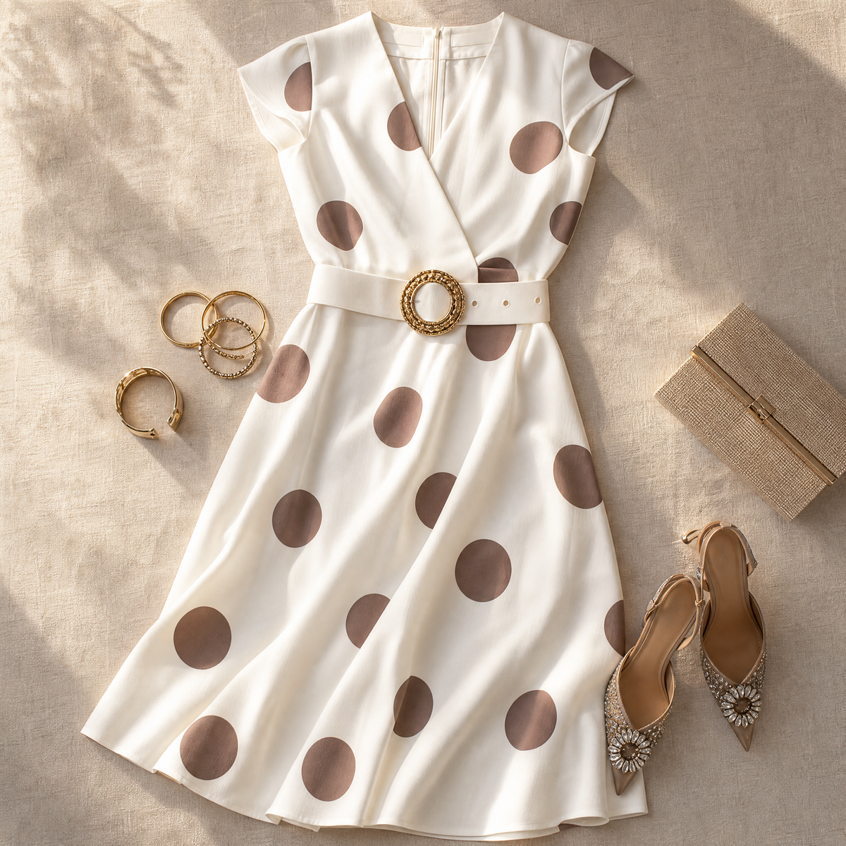 Marlowe | Belted Polka Dot Midi Dress