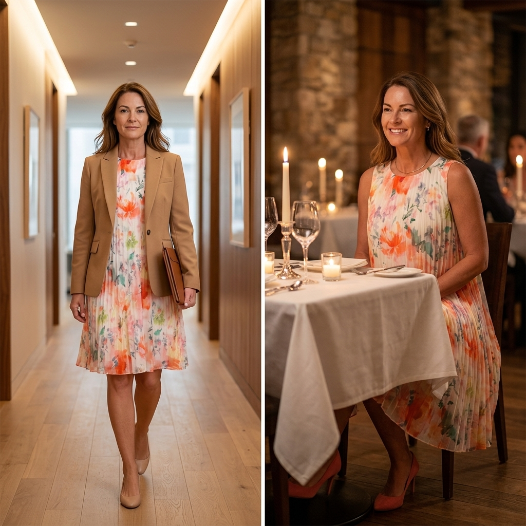 Floressa | Watercolor Pleated Midi Dress