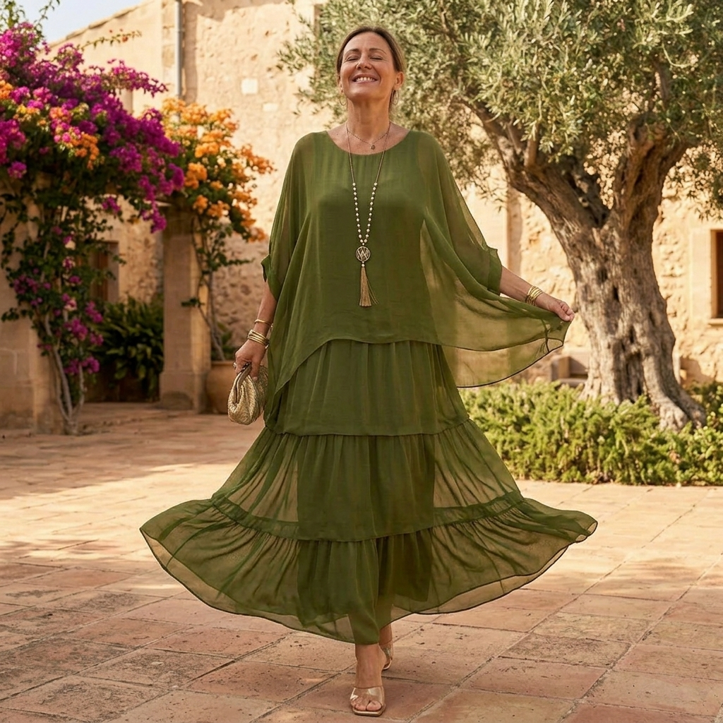 Velara | Tiered Chiffon Maxi Dress