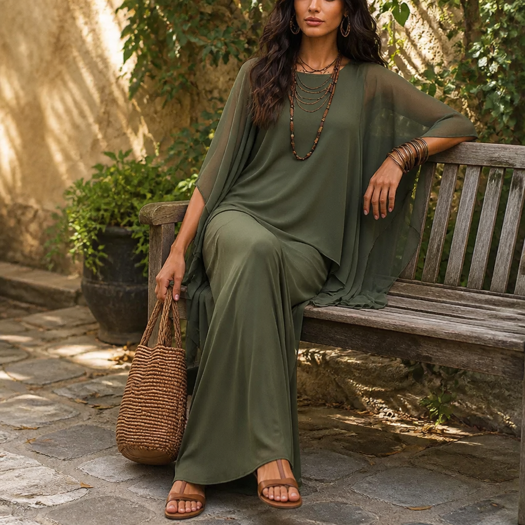 Adeline | Cape Sleeve Maxi Dress