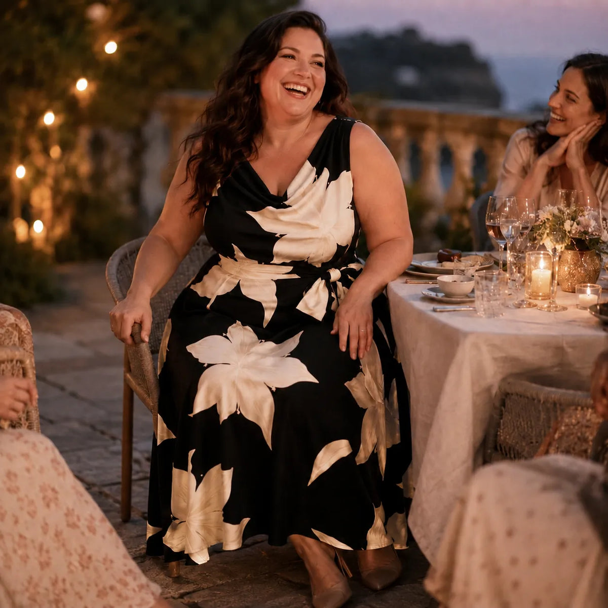 Florenza | Floral Cowl-Neck Midi Dress