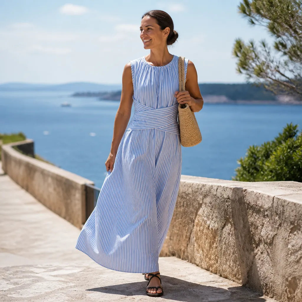 Marellé | Striped Wrap Maxi Dress
