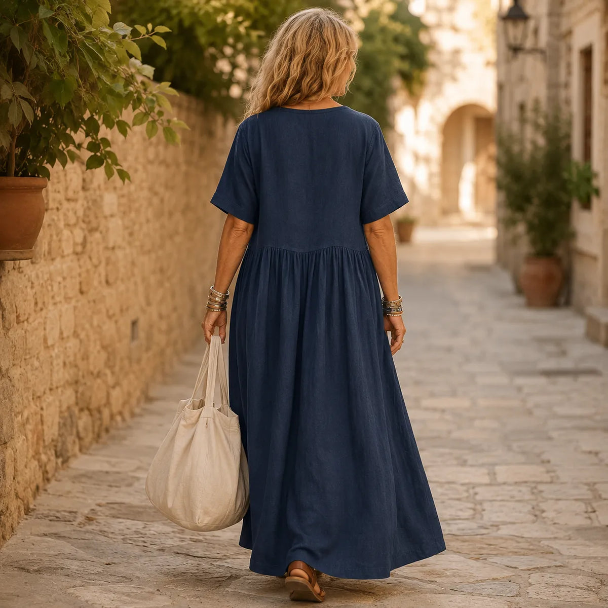 Lunavia | Pleated V-Neck Maxi Dress