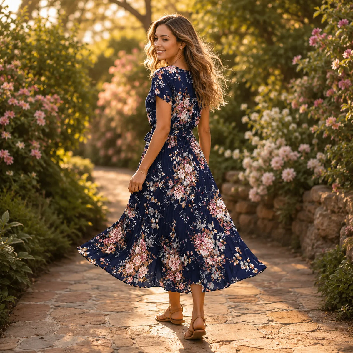 Florenza | Pleated Floral Midi Dress