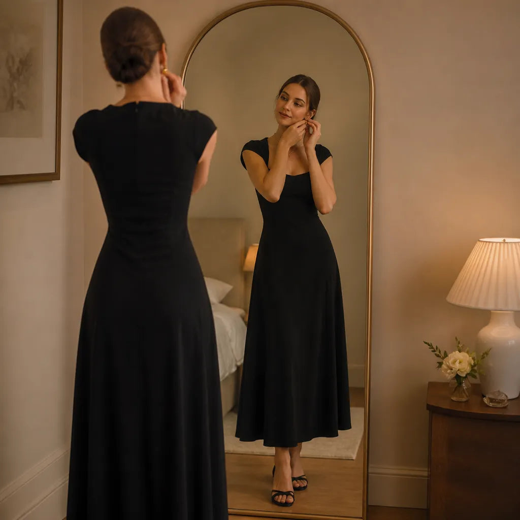 Elowyn | Sculpted Waist Midi Dress