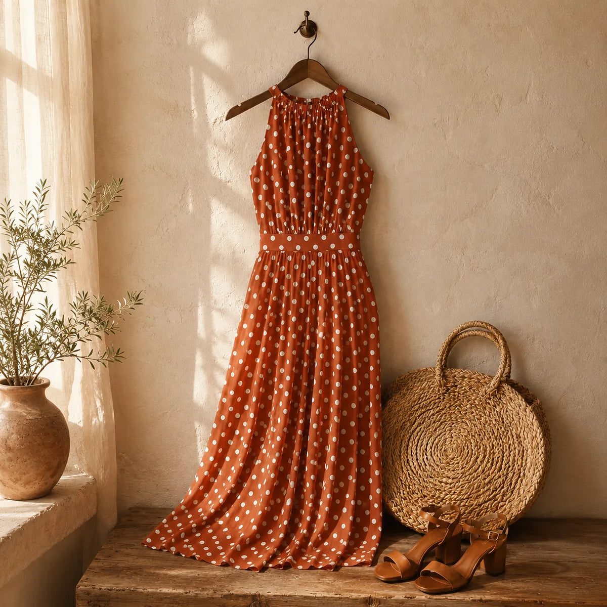Soliana | Polka Dot Halter Dress