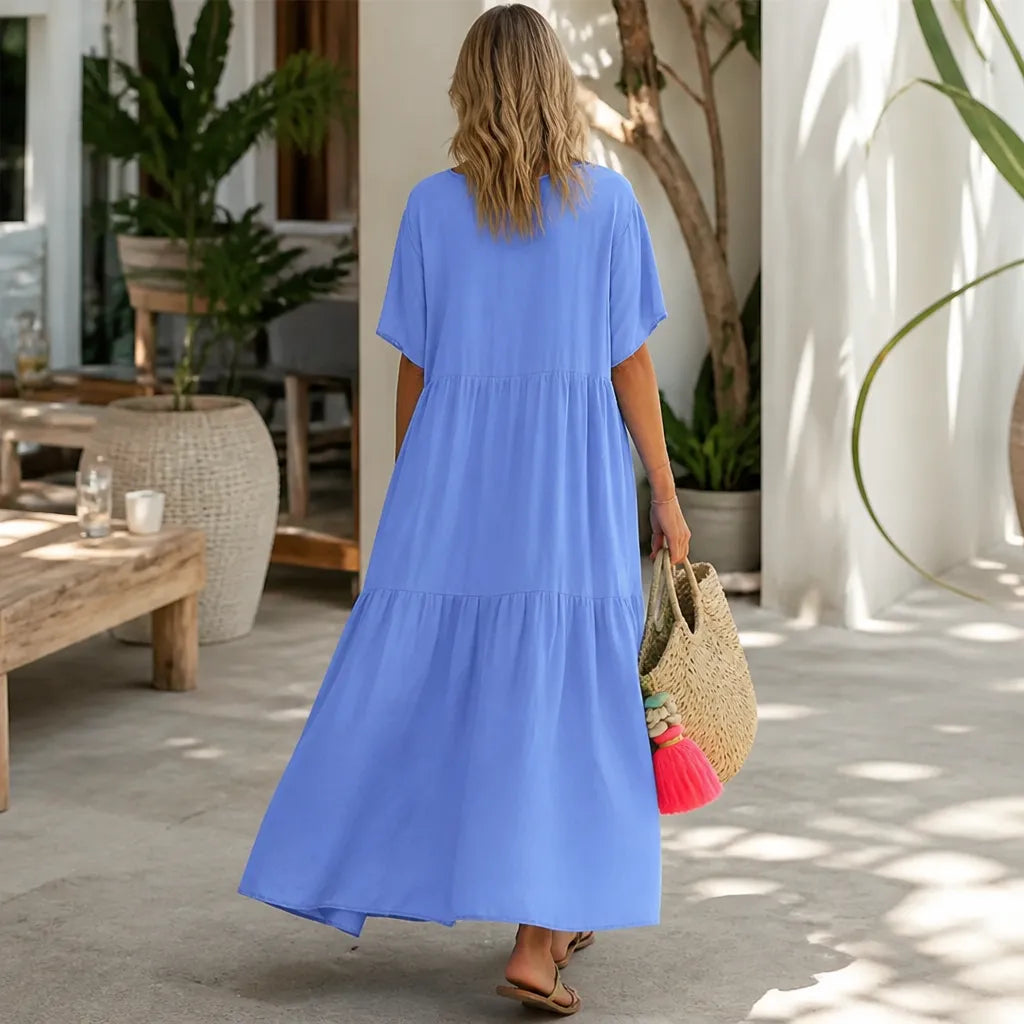 Vellira | Tiered V-Neck Midi Dress