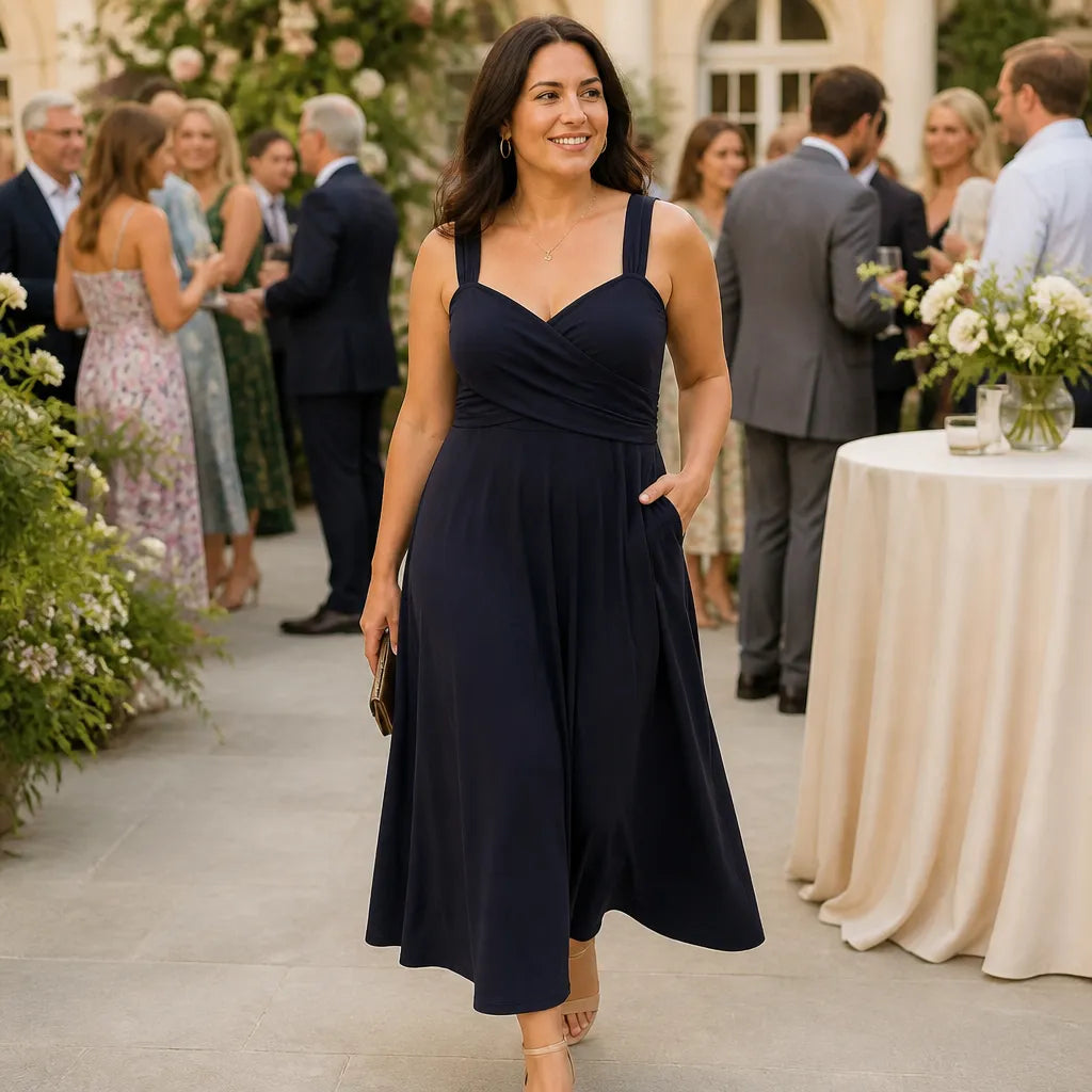 Vellora | Ruched Sweetheart Midi Dress