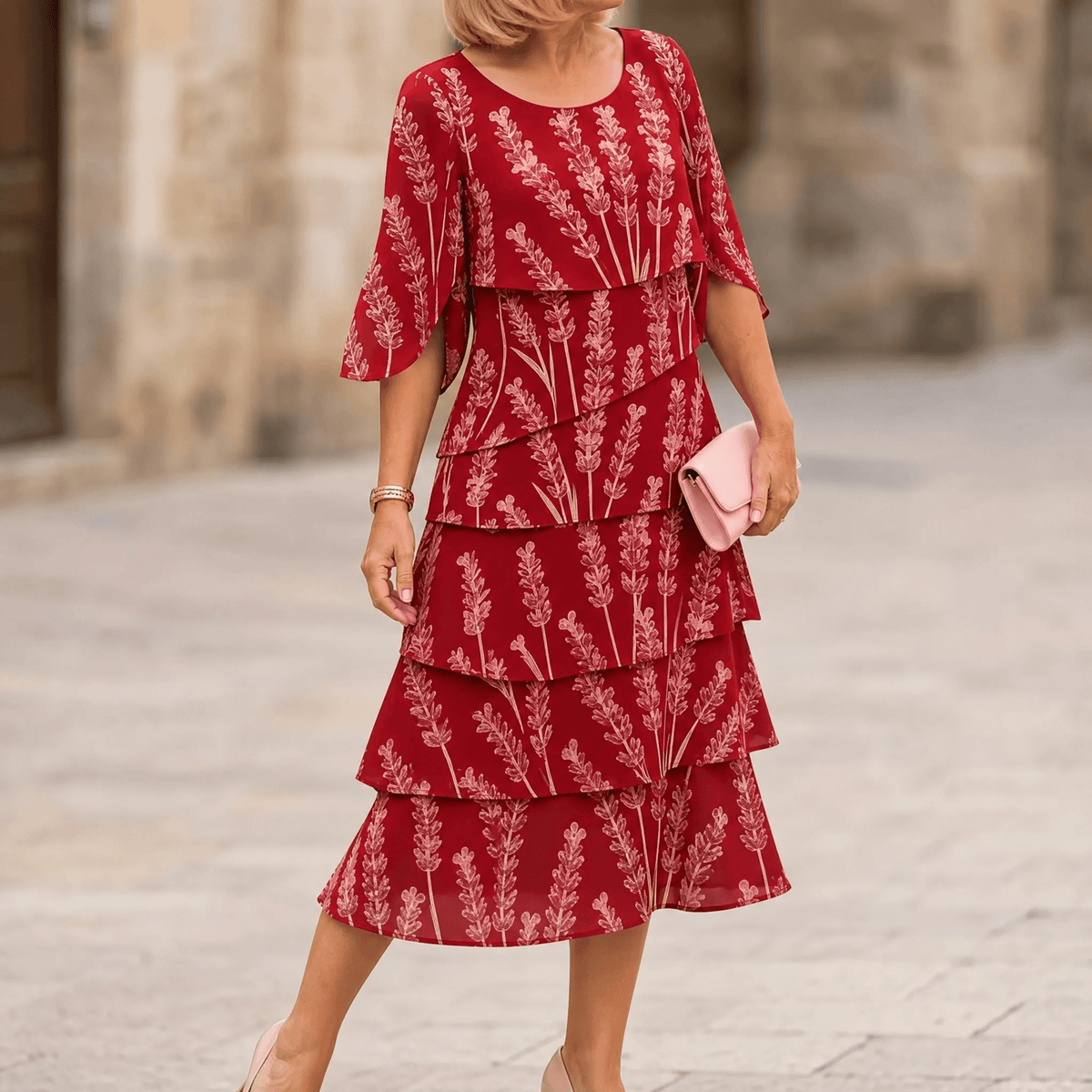 Lumielle | Tiered Floral Midi Dress