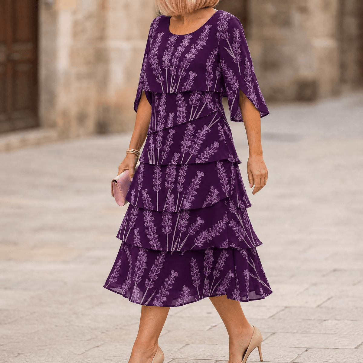 Lumielle | Tiered Floral Midi Dress