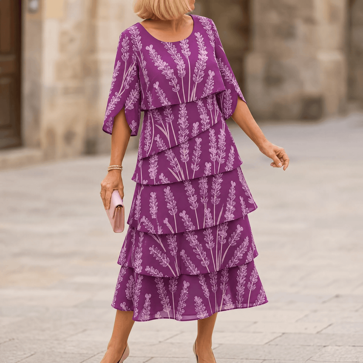 Lumielle | Tiered Floral Midi Dress