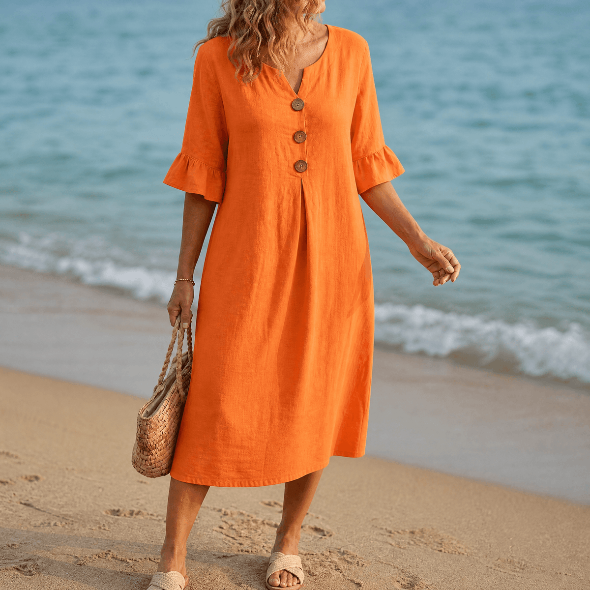 Marisol | Breezy Button Midi Dress