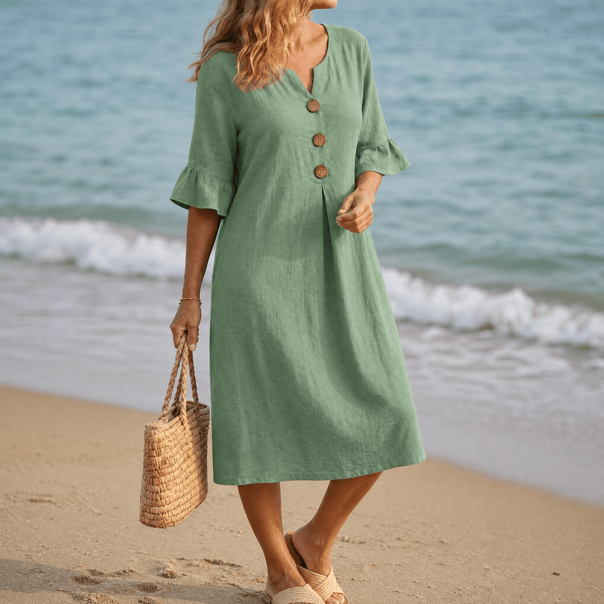 Marisol | Breezy Button Midi Dress