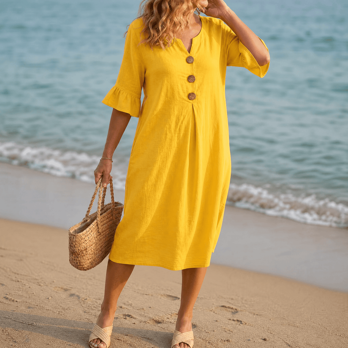 Marisol | Breezy Button Midi Dress