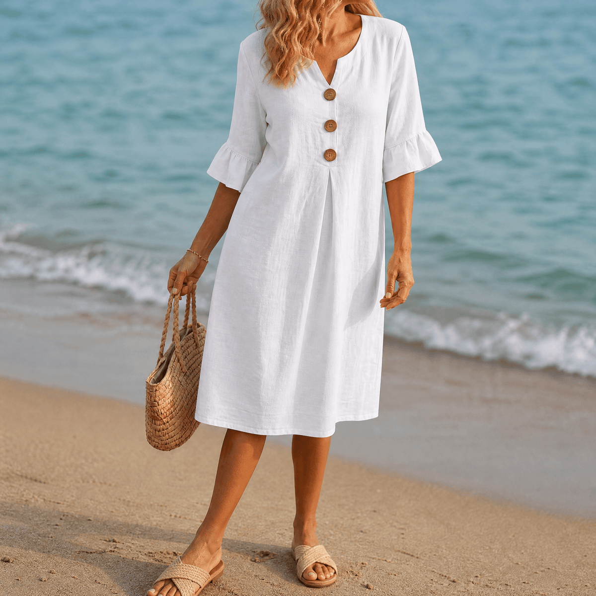 Marisol | Breezy Button Midi Dress
